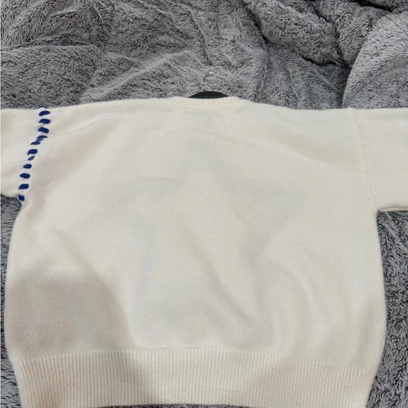 White and Blue Star Pattern Sweater - Picture 2 of 2